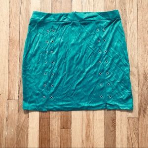 Green mini skirt